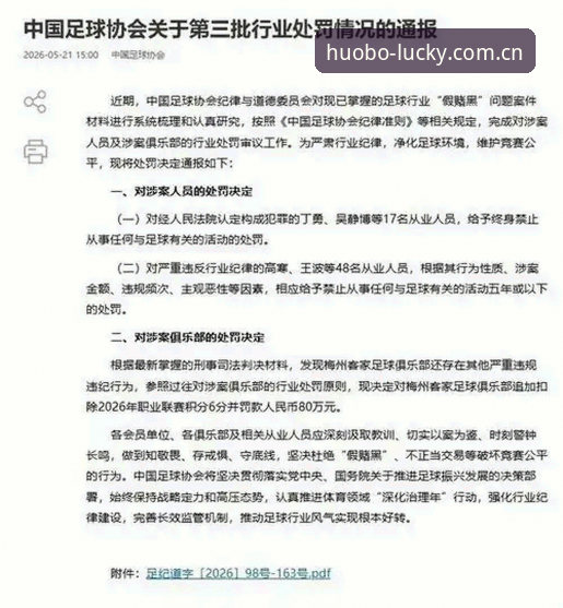 火博体育官网 中国足球大清洗:第三批禁足名单公布的5大关键解读与行业影响